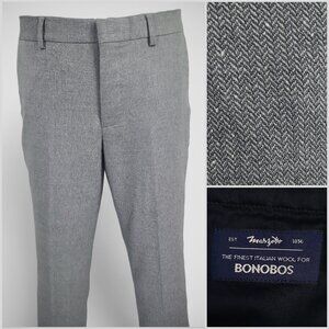 Bonobos Slim Fit Herringbone Wool Blend Flat Front Dress Pants W34xL32